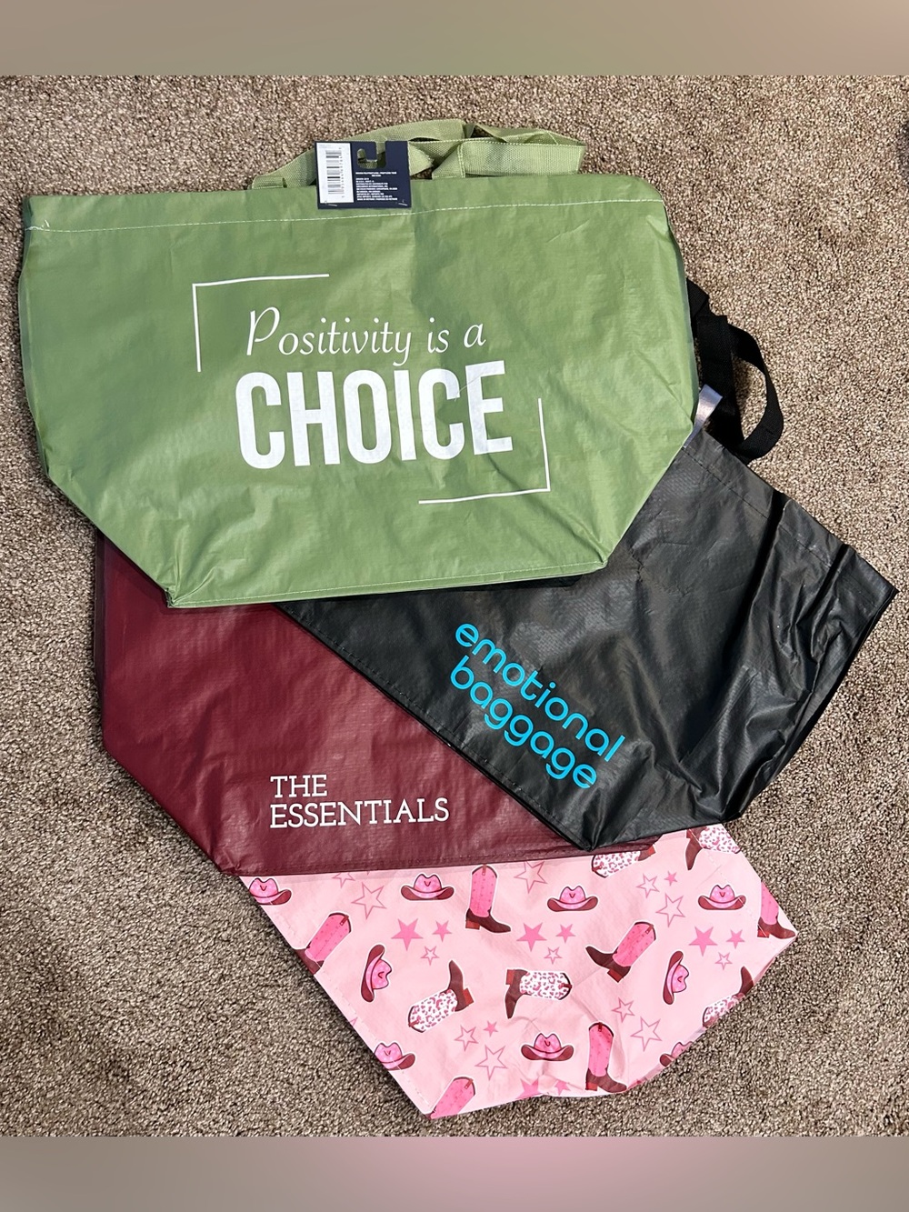 Amazon Tote Bag Set - Green, Black, Burgundy, Pink